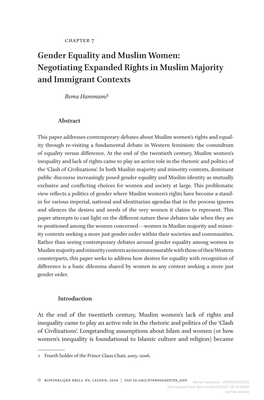 Gender Equality and Muslim Women: Negotiating Expanded Rights in Muslim Majority and Immigrant Contexts