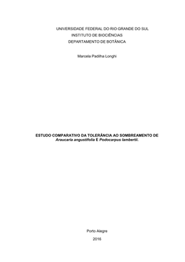 Universidade Federal Do Rio Grande Do Sul Instituto De Biociências Departamento De Botânica