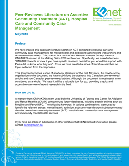 ACT), Hospital Care and Community Case Management