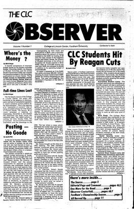 CLC Students Hit by Reagan Cuts