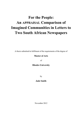 An APPRAISAL Comparison of Imagined Communities in Letters to Two South African Newspapers