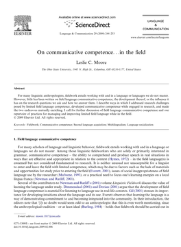 On Communicative Competence…