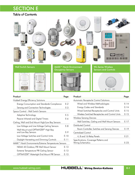 SECTION E Table of Contents