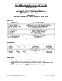 Ece 2110: Circuit Theory Laboratory