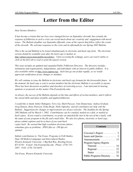 Letter from the Editor