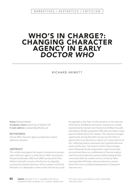 Changing Character Agency in Early Doctor Who