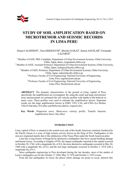 Study of Soil Amplification Based on Microtremor and Seismic Records in Lima Peru