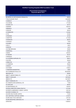 Sheffield Teaching Hospitals NHS Foundation Trust Procurement