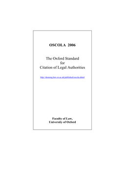 OSCOLA 2006 the Oxford Standard for Citation of Legal Authorities