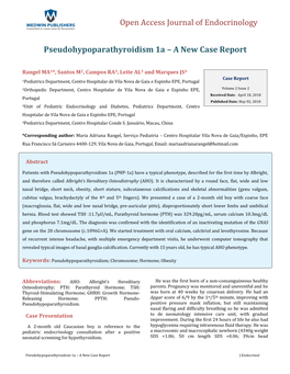 Pseudohypoparathyroidism 1A – a New Case Report