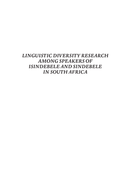 Linguistic Diversity Research Among Speakers of Isindebele and Sindebele in South Africa