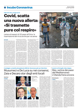 Si Trasmette Pure Col Respiro» Lettera Di Esperti Di 32 Paesi All’Oms: La Trasmissione Del Virus Anche Per Via Aerea