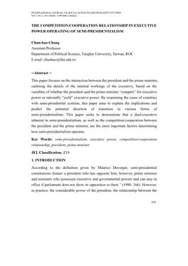 The Competition/Cooperation Relationship in Executive Power Operating of Semi-Presidentialism