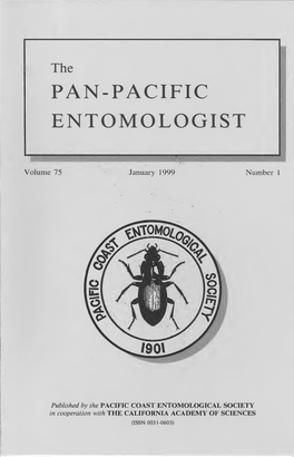 The PAN-PACIFIC ENTOMOLOGIST