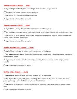 Tehran – Mashad – Tehran 4Days