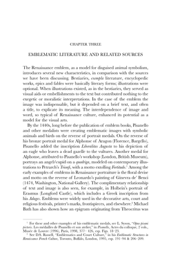 EMBLEMATIC LITERATURE and RELATED SOURCES The