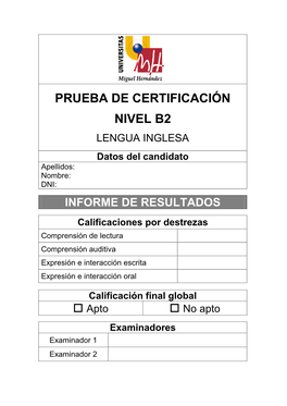 Prueba De Certificación Nivel B2