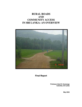 Rural Roads and Community Access in Sri Lanka: an Overview