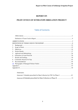 Report on Pilot Census of Sethiatope Irrigation Project