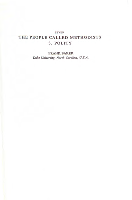 The People Called Methodists 3. Polity