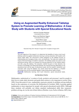 Using an Augmented Reality Enhanced Tabletop System to Promote Learning of Mathematics: a Case Study with Students with Special Educational Needs