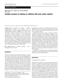 Catalytic Pyrolysis of Cellulose in Sulfolane with Some Acidic Catalysts