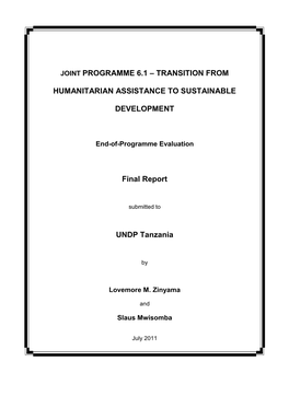 Joint Programme 6.1 – Transition From