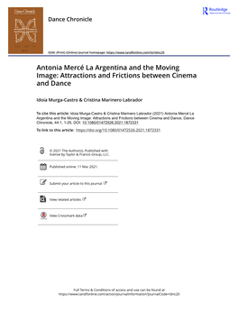 Antonia Mercé La Argentina and the Moving Image: Attractions and Frictions Between Cinema and Dance