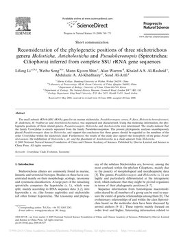 Reconsideration of the Phylogenetic Positions of Three Stichotrichous