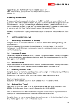 Capacity Restrictions. 1 Maintenance Windows