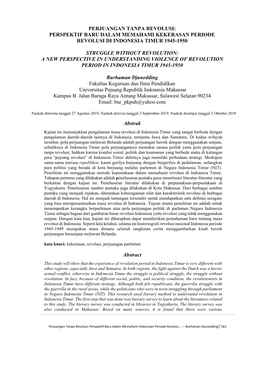 Perjuangan Tanpa Revolusi: Perspektif Baru Dalam Memahami Kekerasan Periode Revolusi Di Indonesia Timur 1945-1950