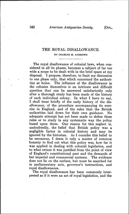 The Royal Disallowance. by Charles M