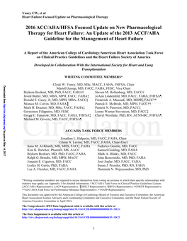 2016 ACC/AHA/HFSA Focused Update on New Pharmacological Therapy for Heart Failure: an Update of the 2013 ACCF/AHA Guideline for the Management of Heart Failure