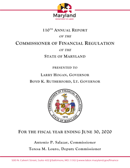 Commissioner of Financial Regulation of the State of Maryland