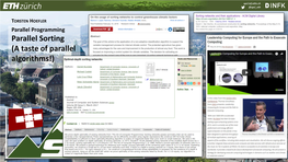 Parallel Sorting (A Taste of Parallel Algorithms!) Spcl.Inf.Ethz.Ch @Spcl Eth
