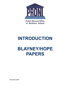 Introduction Blayney/Hope Papers