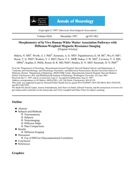 Morphometry of in Vivo Human White Matter Association Pathways with Diffusion-Weighted Magnetic Resonance Imaging [Original Articles]