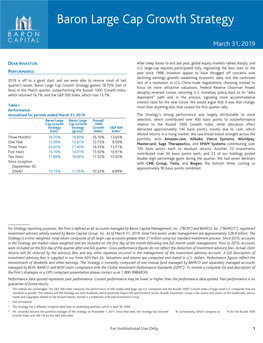 1Q19 Baron Large Cap Growth Strategy Letter