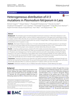 Heterogeneous Distribution of K13 Mutations in Plasmodium