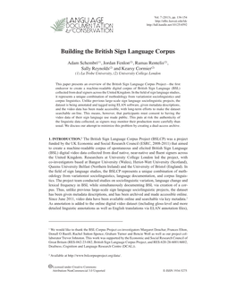 Building the British Sign Language Corpus