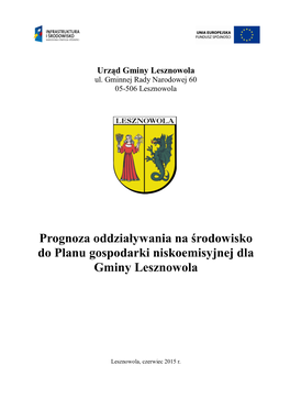 Prognoza Oddziaływania Na Środowisko Do Planu Gospodarki Niskoemisyjnej Dla Gminy Lesznowola