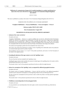 Publication of a Communication of Approval of a Standard