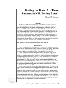 Beating the Book: Are There Patterns in NFL Betting Lines? Michael R