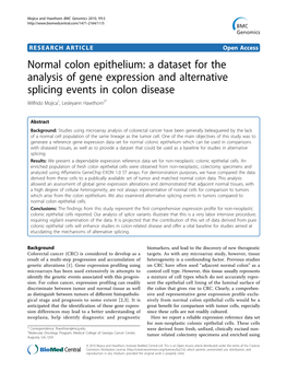 A Dataset for the Analysis of Gene Expression and Alternative Splicing Events in Colon Disease Wilfrido Mojica1, Lesleyann Hawthorn2*