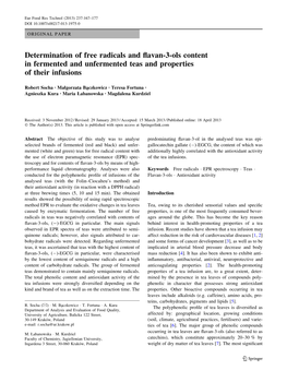 Determination of Free Radicals and Flavan-3-Ols Content in Fermented