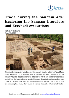 Exploring the Sangam Literature and Keezhadi Excavations Written by B Abinaya August 5, 2020