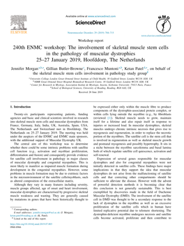 The Involvement of Skeletal Muscle Stem Cells in the Pathology of Muscular Dystrophies 25–27 January 2019, Hoofddorp, the Netherlands