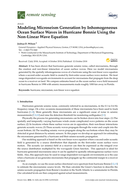 Modeling Microseism Generation by Inhomogeneous Ocean Surface Waves in Hurricane Bonnie Using the Non-Linear Wave Equation