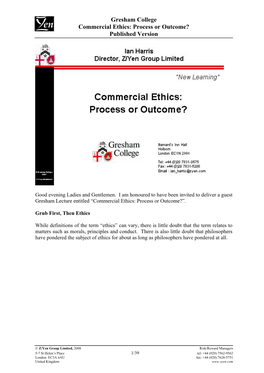 Ethics: Process Or Outcome? Published Version