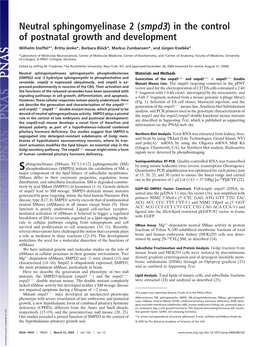 (Smpd3) in the Control of Postnatal Growth and Development